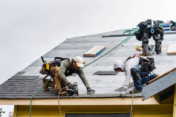 Professional Gutter Installation technician working in Bussey, IA